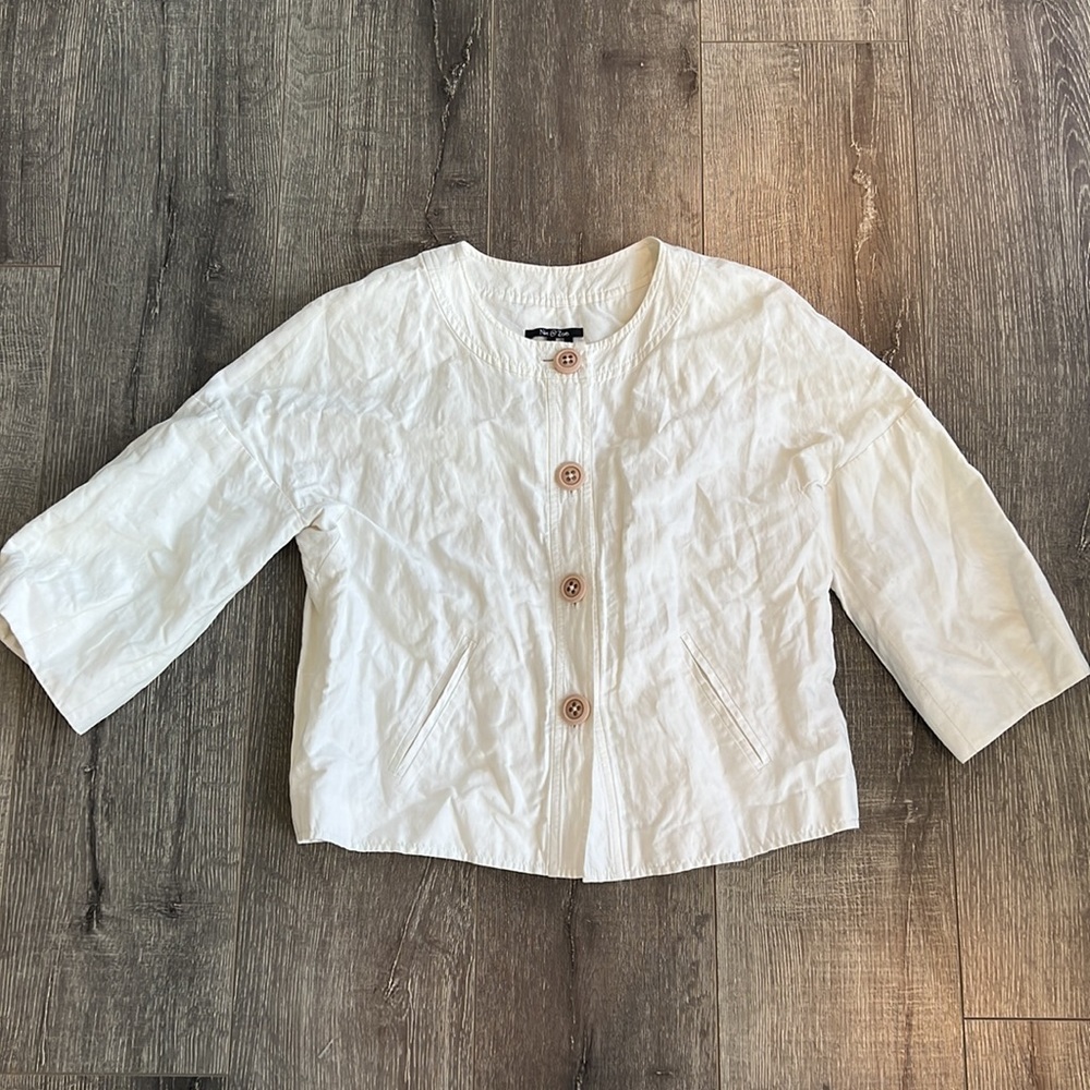 Nic + Zoe White Linen Jacket with Buttons size Medium